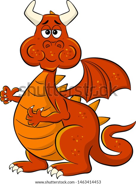 Vector Illustration Chewing Cartoon Dragon Full Stock Vector (Royalty ...