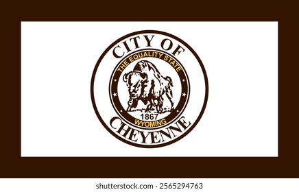 Vector illustration of Cheyenne, Wyoming's flag: Ideal for projects that emphasize Cheyenne's cowboy culture and historic significance, from city presentations to heritage-themed designs