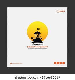 Vector illustration of Chhatrapati Shivaji Maharaj Jayanti social media feed template written in Hindi text means Chhatrapati shiva ji Jayanti