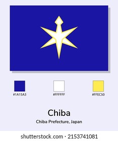 Vector Illustration of Chiba Prefecture flag isolated on light blue background. Illustration Chiba Prefecture flag with Color Codes. As close as possible to the original. ready to use, easy to edit. 
