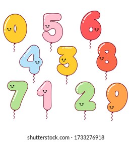 vector illustration chibi cute number baloon