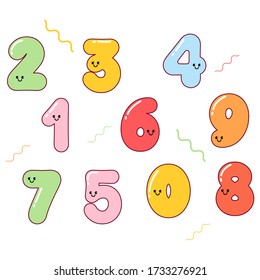 vector illustration chibi cute number