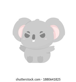 vector illustration of chibi koala character. angry and irritated koala expression. funny, cute, and adorable animals. flat style. element design. can be used for mascot stickers and logos