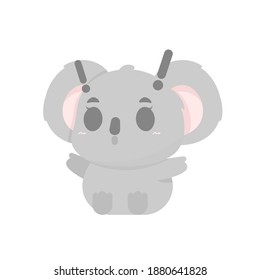 vector illustration of chibi koala character. koala expression that surprised and shocked. funny, cute, and adorable animals. flat style. element design. can be used for mascot stickers and logos