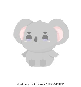 vector illustration of chibi koala character. the expression of a sad and crying koala. funny, cute, and adorable animals. flat style. element design. can be used for mascot stickers and logos