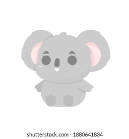 vector illustration of chibi koala character. the koala's smiling and happy expression. funny, cute, and adorable animals. flat style. element design. can be used for mascot stickers and logos