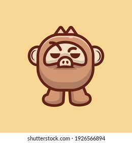 vector illustration of chibi monkey character, cartoon flat design colorful