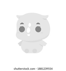ilustración vectorial del carácter de rinoceronte chibi. una expresión de rinoceronte feliz y sonriente. animales graciosos, lindos y adorables. estilo plano. elementos de diseño. puede utilizarse para pegatinas y logotipos de mascotas