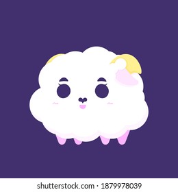 vector illustration of chibi sheep character. smiling and happy sheep's expression. funny, cute, and adorable animals. flat style. design elements. can be used for mascot stickers and logos