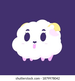 vector illustration of chibi sheep character. shocked and startled sheep's expression. funny, cute, and adorable animals. flat style. design elements. can be used for mascot stickers and logos