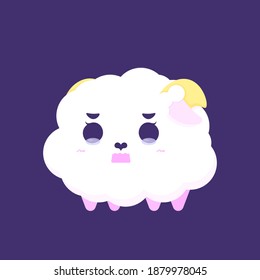 vector illustration of chibi sheep character. the expression of a sad and crying sheep. funny, cute, and adorable animals. flat style. design elements. can be used for mascot stickers and logos