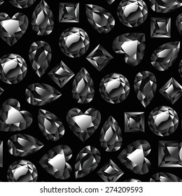 A vector illustration of chic diamonds and jewels seamless pattern background.