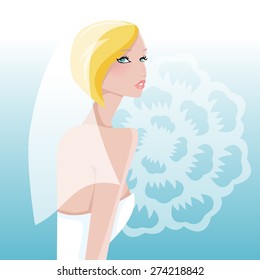 A vector illustration of chic modern blonde bride.