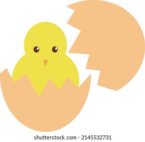 Vector illustration of a chick hatching from an egg