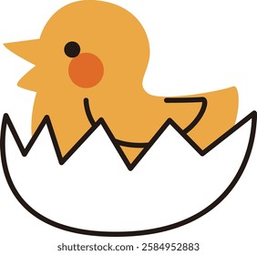Vector illustration of a chick hatching from an egg