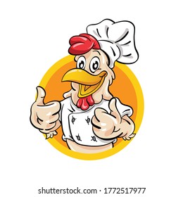 Vector illustration of a chicken chef making ok thumbs up sign, can be used as logo or mascot