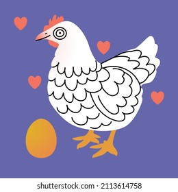 Vector illustration with chicken and egg