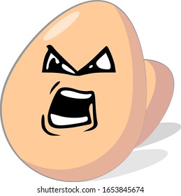 vector Illustration Chicken Egg With Angry Face Expression