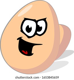 vector Illustration Chicken Egg With Laughing Face Expression