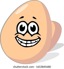vector Illustration Chicken Egg With Smile Face Expression
