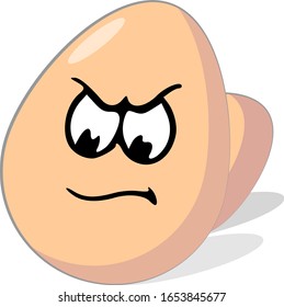 vector Illustration Chicken Egg With Straight Face Expression
