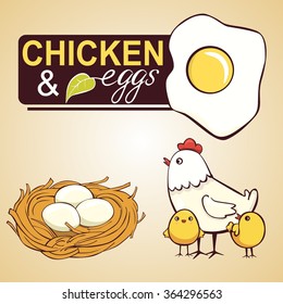 vector illustration chicken and eggs cartoon