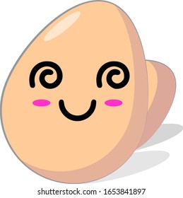 Vector Ilustración Huevos de pollo Kawaii Borracho Expresión Cara