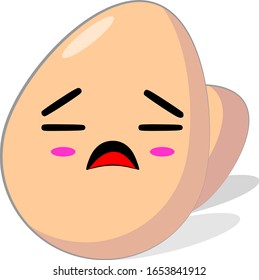 Vector Illustration Chicken Eggs Kawaii Indecision  Face Expression