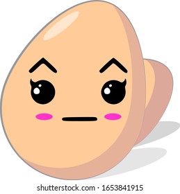 Vector Illustration Chicken Eggs Kawaii Annoyed Face Expression