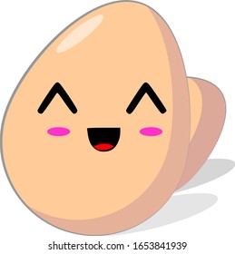 Vector Illustration Chicken Eggs Kawaii Happy Face Expression