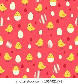 A vector illustration of Chicken and Eggs Wallpaper Seamless Pattern Background