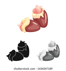 Vector illustration of chicken and heart logo. Set of chicken and recipe stock symbol for web.