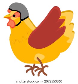 Vector illustration of a chicken in a helmet.