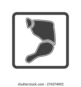 Vector illustration of chicken leg icon on white background. Black and white.