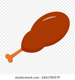 Vector illustration of chicken leg piece on transparent background