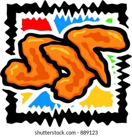 Ilustración vectorial de las patas de pollo.