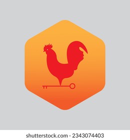 vector illustration of a chicken logo holding a key