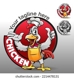 Vector illustration, Chicken mascot as a symbol for restaurant business.