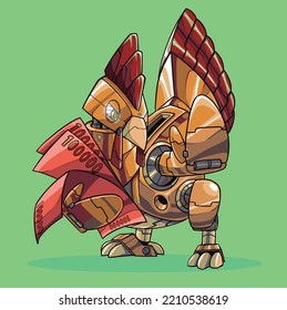 Vector Illustration of Chicken Money Box Robot Save The Money, Fit For Money Management Content and Recession 2023