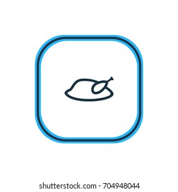 Vector Illustration Of Chicken Outline. Beautiful Eating Element Also Can Be Used As Grill  Element.