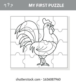 A vector illustration of a chicken puzzle for choldren - My first puzzle and coloring book