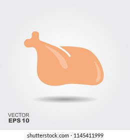 Vector illustration of chicken raw hen meat. Flat icon