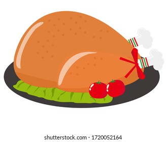 Vector illustration of chicken . Roast chicken