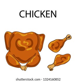 Vector illustration of chicken in simple modern style. Picture for food, diet, cooking or biological concept. Ingredient of KETO diet