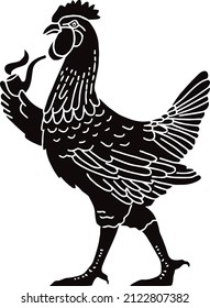 Vector Illustration of Chicken Smoking logo template
