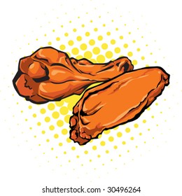 Vector illustration of chicken wings - Buffalo style.
