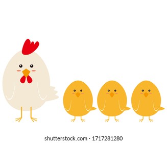 Ilustración vectorial de pollos y pollitos.