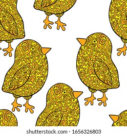 vector illustration chickens pattern on a white background