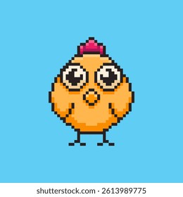 Vector Illustration of chicks with Pixel Art Design, perfect for game assets themed designs