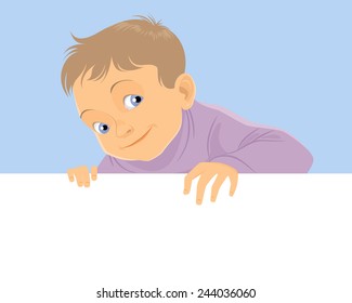 Vector illustration of a child with banner